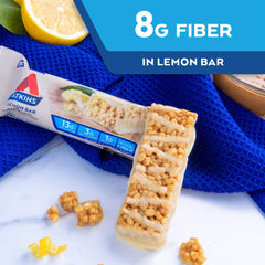 13g protein per serving on Atkins Lemon Bar.