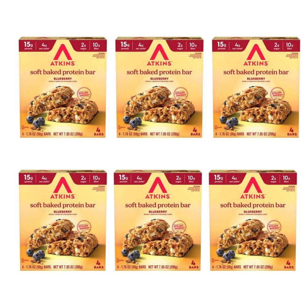 Atkins Soft Baked Blueberry Bars pack showcases a high-protein snack option for daily fueling.