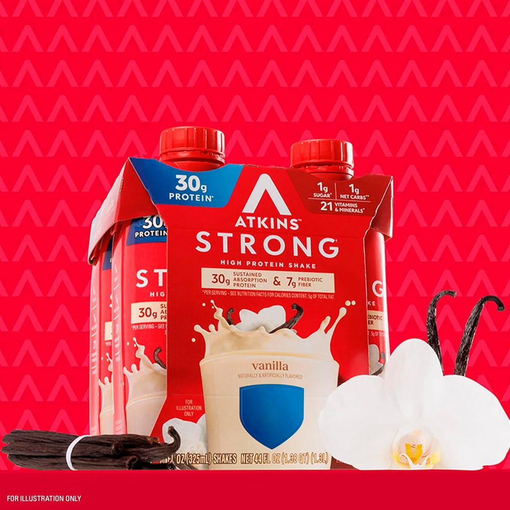 Athlete using Atkins Strong Vanilla Shake during a gym session
