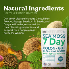 Atlantic Naturals Sea Moss 7-Colon Cleanse ingredients blend highlighting natural fibers