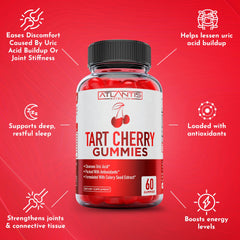 Bright cherry-flavored Atlantis Nutrition Tart Cherry Gummies for tasty daily supplementation.