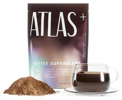 Atlas Coffee Club Atlas+ Superblend bag front, energy-boosting mushroom coffee.