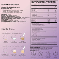 Atlas Coffee Club Latte Superblend label close-up highlights vitamin D3 and B12.