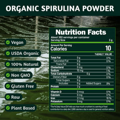 ATNreuro spirulina powder in bowl highlights versatility for baking and breakfast bowls.