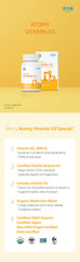 Atomy Vitamin D3 vegan bottle highlights non-GMO formula with K2.