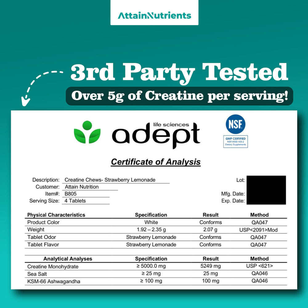 Gummy alternative format of Creatine Chews versus powders