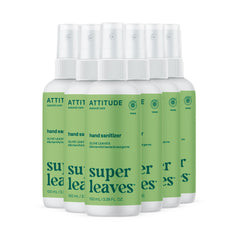 ATTITUDE hand-sanitizer-spray bottle in use, quick-drying formula for on-the-go hand hygiene.