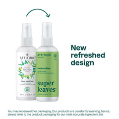 ATTITUDE hand-sanitizer-spray label close-up, clean ingredients and EWG verification highlighted.