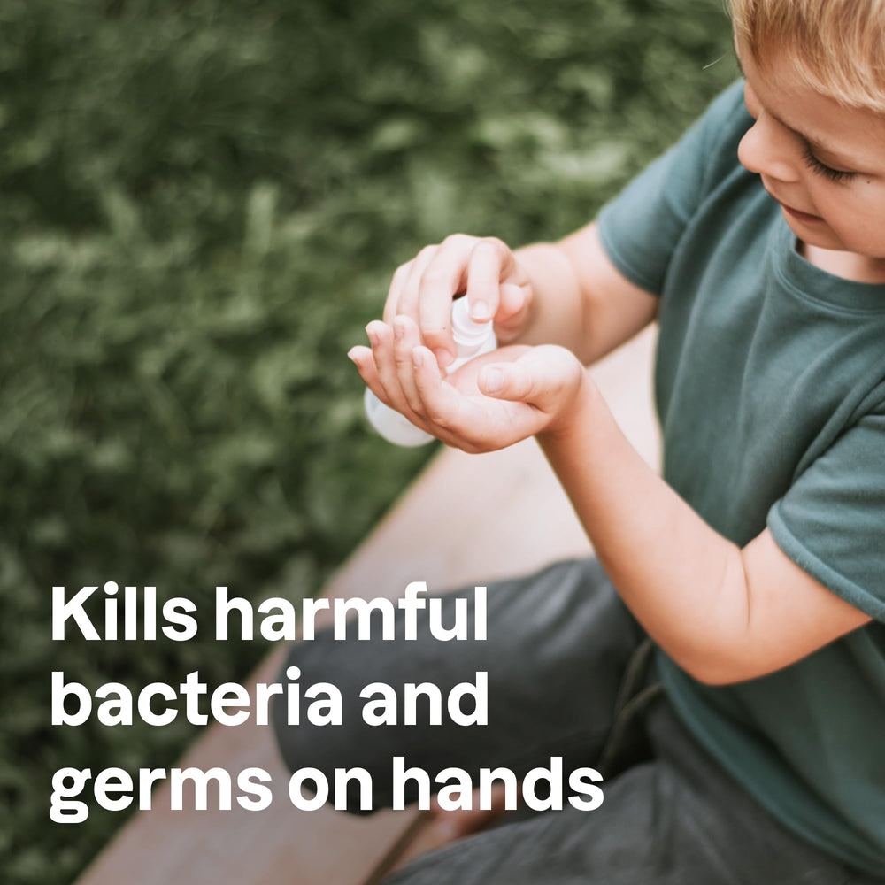 ATTITUDE Hand Sanitizer beside a kid's backpack offers easy access.