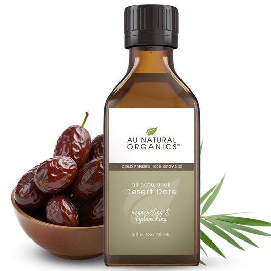 Au Natural Organics Desert Date Oil bottle ready for skin and hair care.
