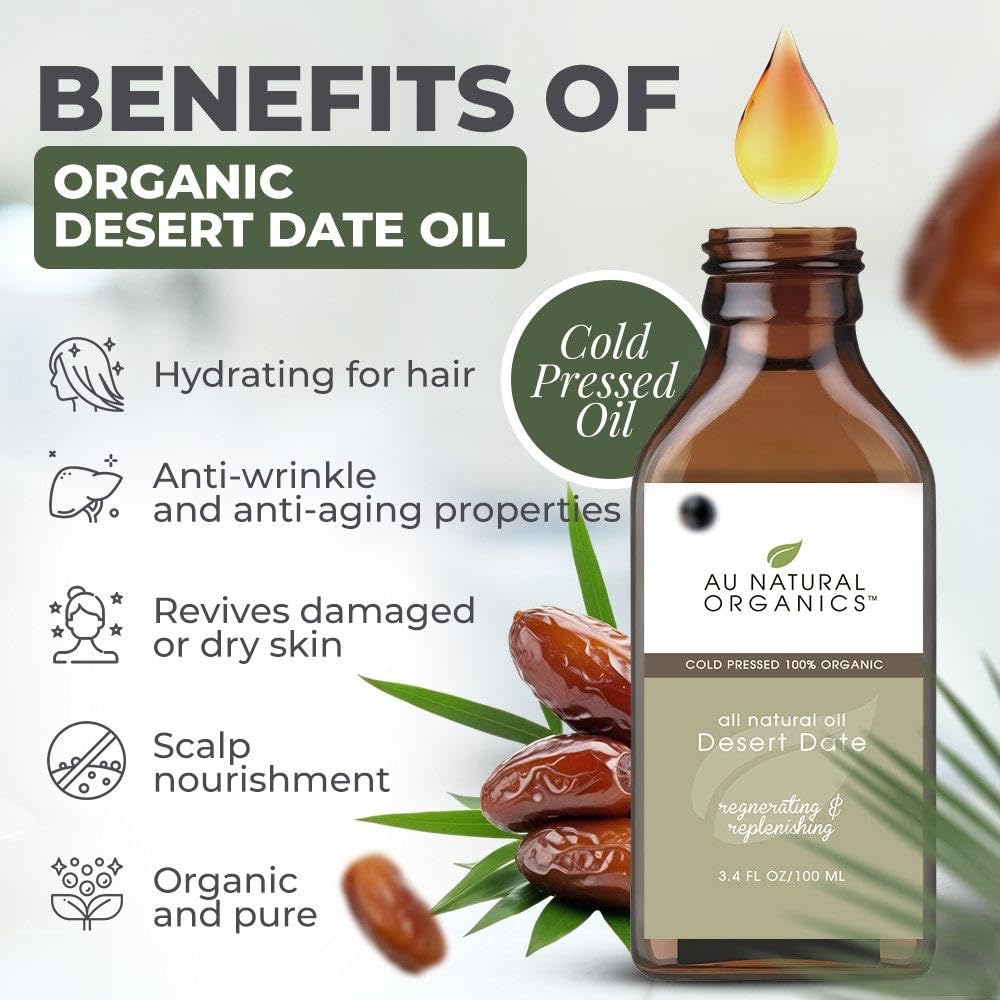 Au Natural Organics Desert Date Oil pump bottle for easy application.