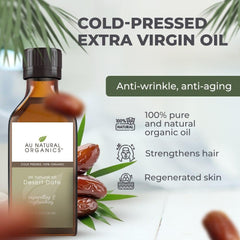 Au Natural Organics Desert Date Oil on skin for hydration and balance.