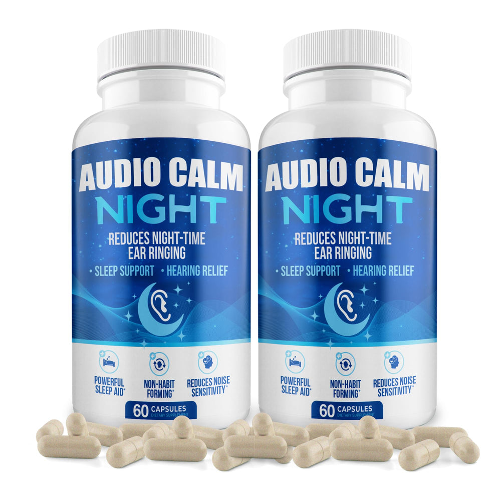 Audio Calm Night bottle front showing the natural sleep aid for calmer nights