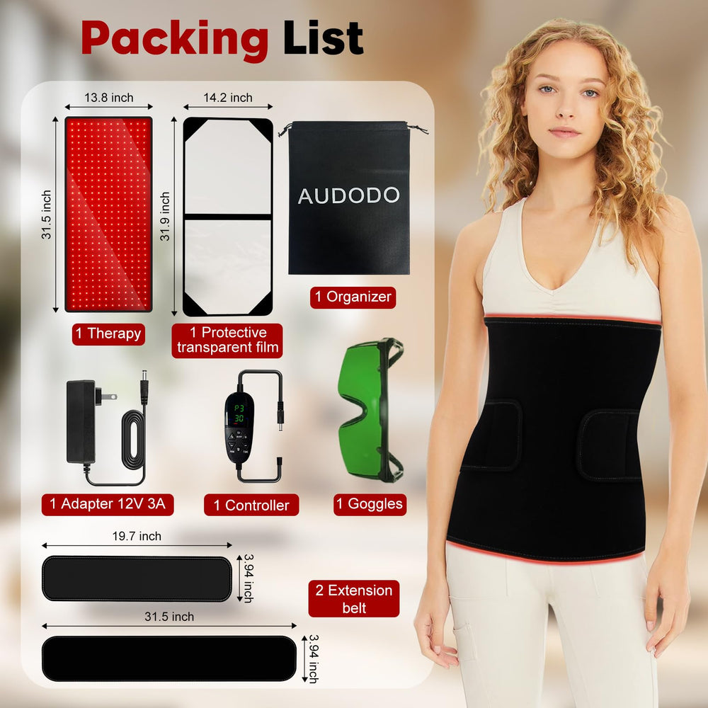 AUDODO red light therapy mat offers five power levels for customized intensity