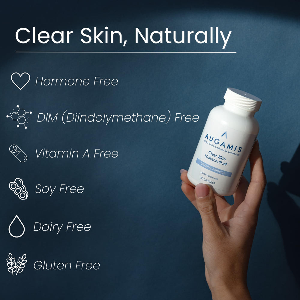 Augamis capsules in hand demonstrating a simple two-per-day regimen