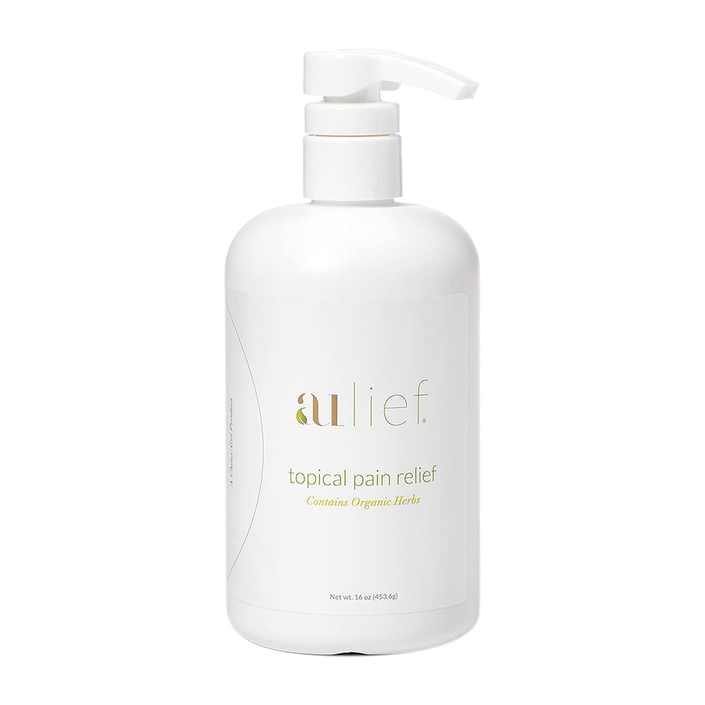 Aulief Gold bottle with pump for easy, mess-free application and quick relief during activity.