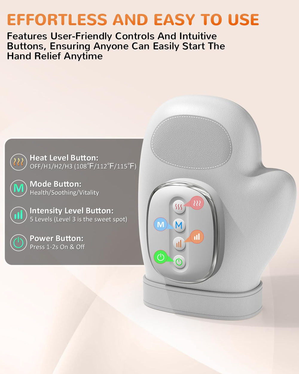 AUMNIE Hand Massager easy controls for quick relief.