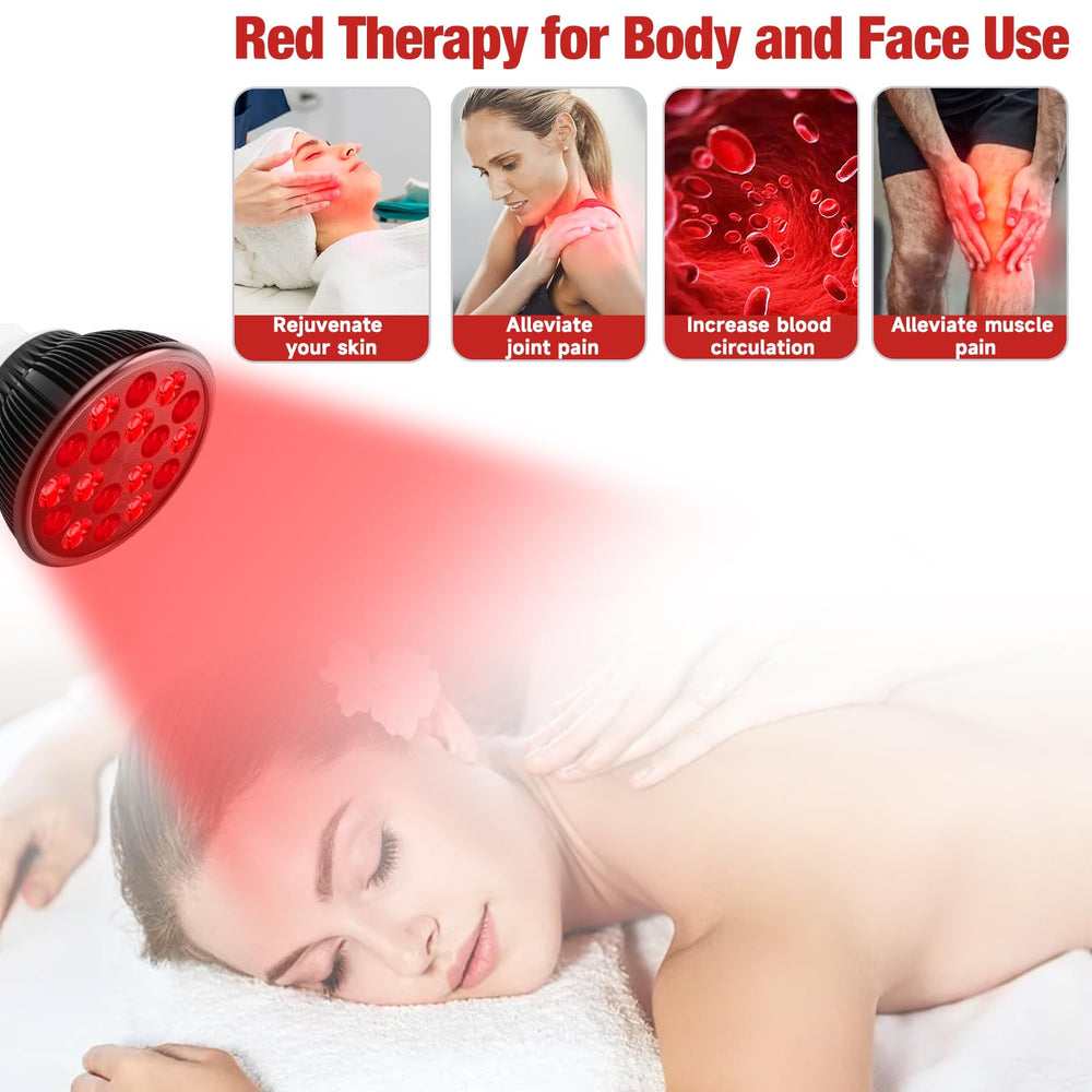 Aumtrly red light therapy bulb compatible with standard E26 socket.