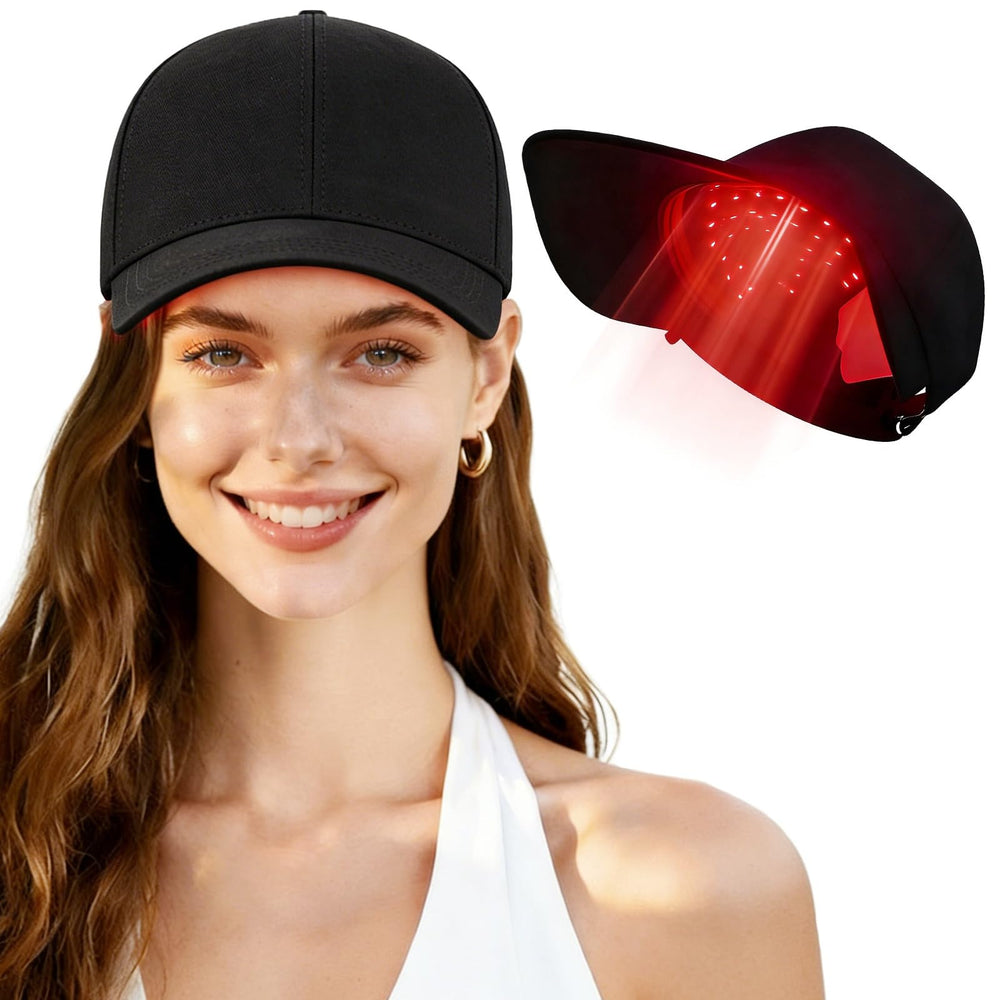AUQLEF red light hair growth cap wearable for convenient at-home treatment.