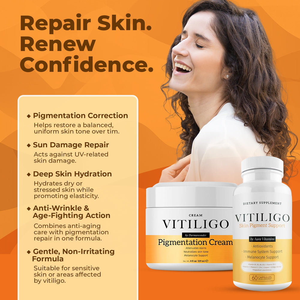 Aura Vitamins Dermawonder packaging display, ready-to-use kit for a comprehensive skin tone routine.