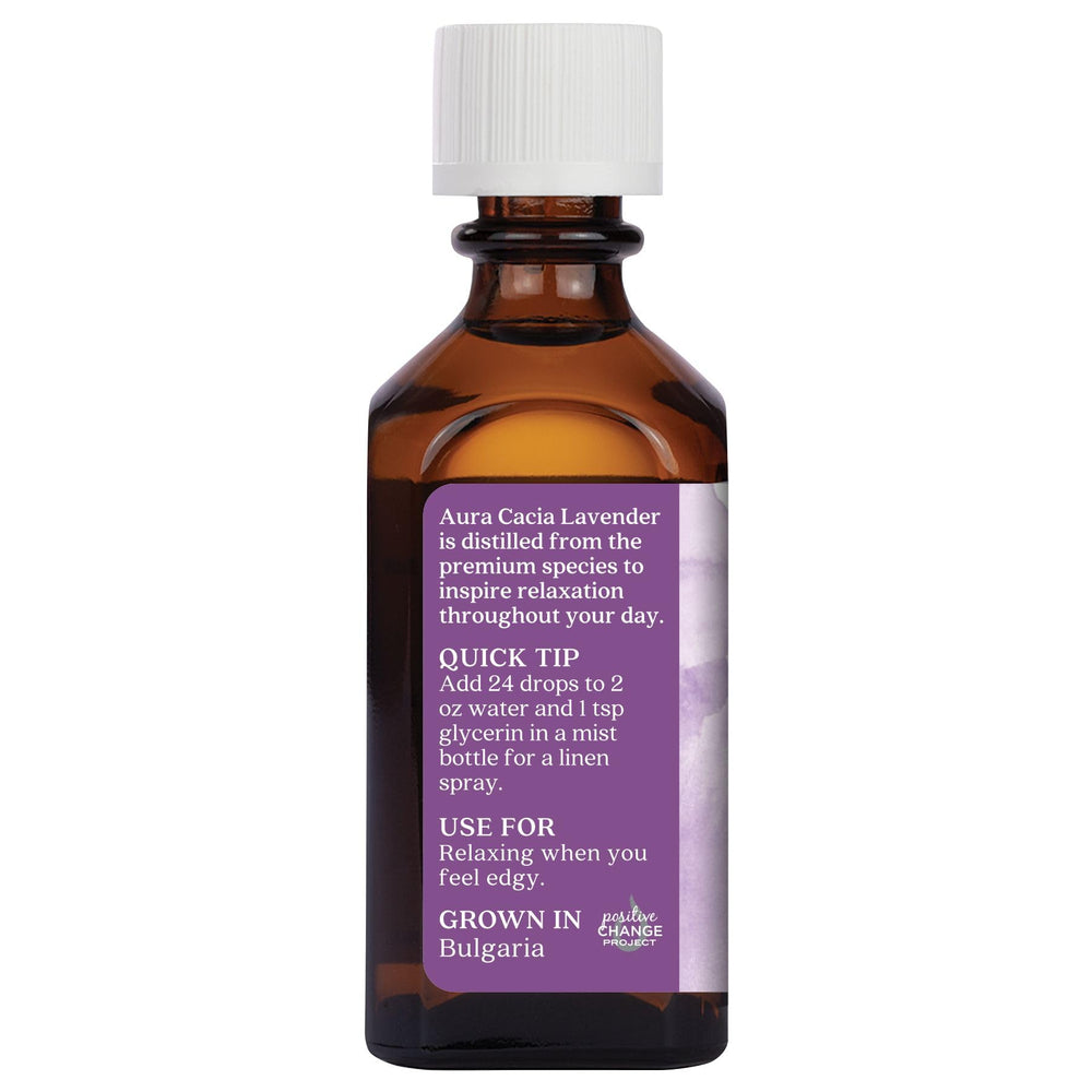 Aura Cacia Lavender Oil diffuser application suggests calm, inviting room ambience