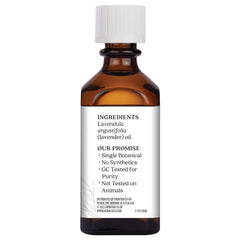 Aura Cacia Lavender Oil label closeup showing purity and product clarity