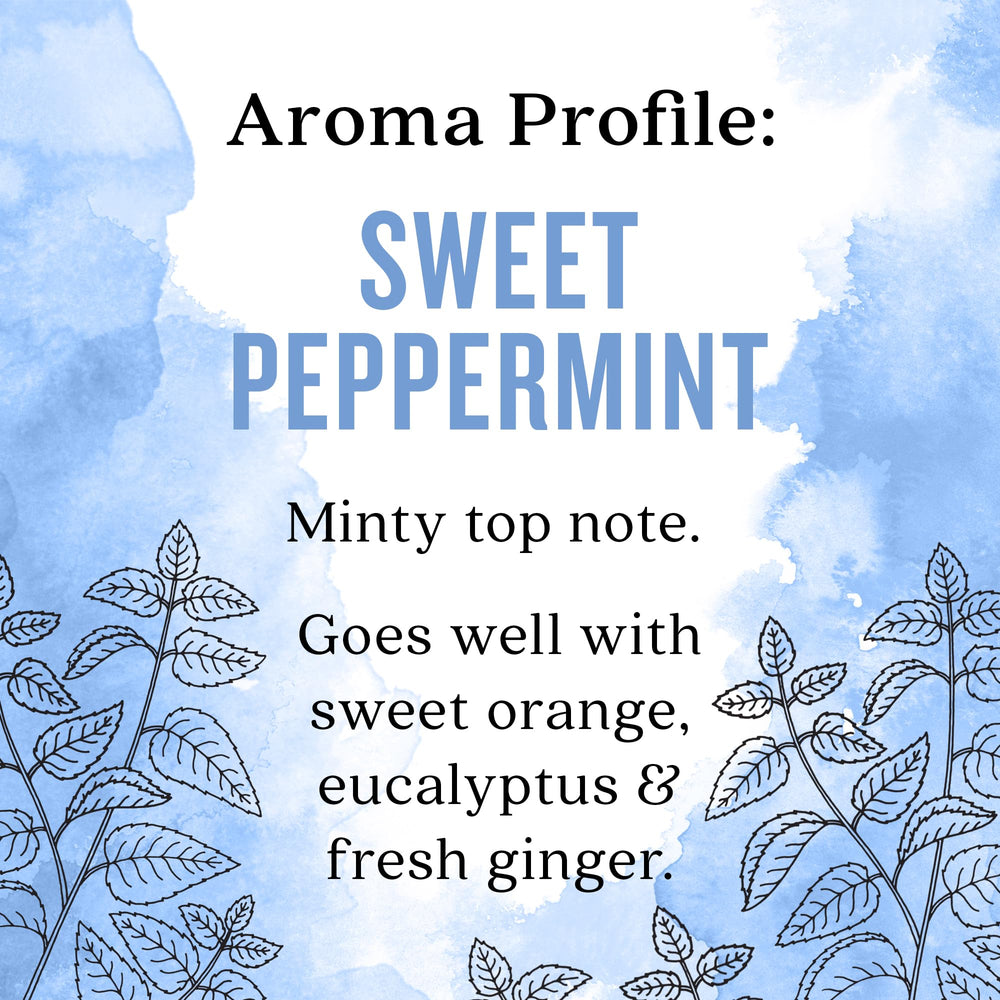 Aura Cacia Sweet Peppermint Oil applied to massage oil for a refreshing rub.