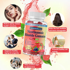 Gummies closeup, sugar-free strawberry formula