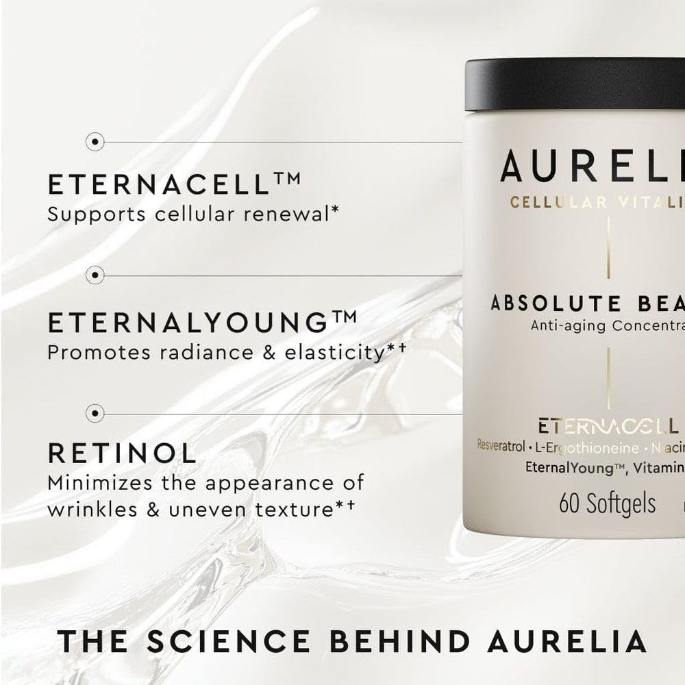 AURELIA Absolute Beauty bottle with dropper emphasizes easy, consistent routine.