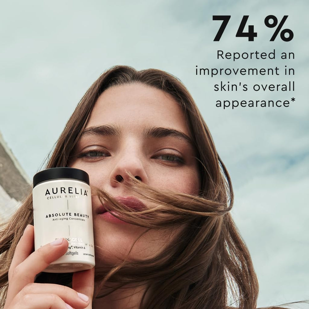 AURELIA Absolute Beauty packaging with glossy label signaling premium cellular care.