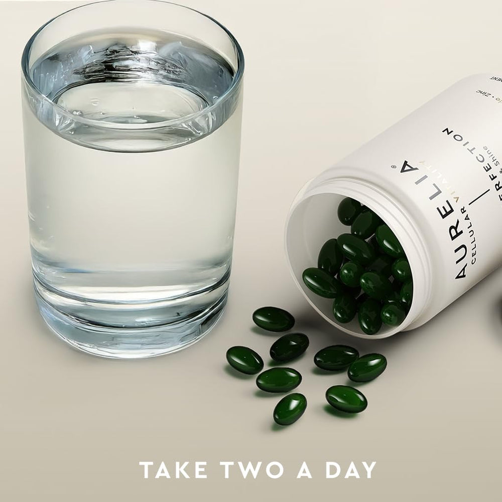 AURELIA Hair Perfection bottle pour, easy daily use for on-the-go nourishment.