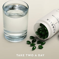 AURELIA Hair Perfection bottle pour, easy daily use for on-the-go nourishment.