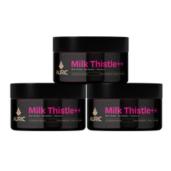 Auric Milk Thistle bottle with veggie capsules supports daily wellness.