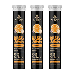 Auric Resp 365 bottle on shelf for daily respiratory wellness inspiration.