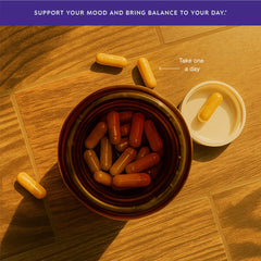 Aurite Saffron bottle on desk with a calm, focused daily routine vibe