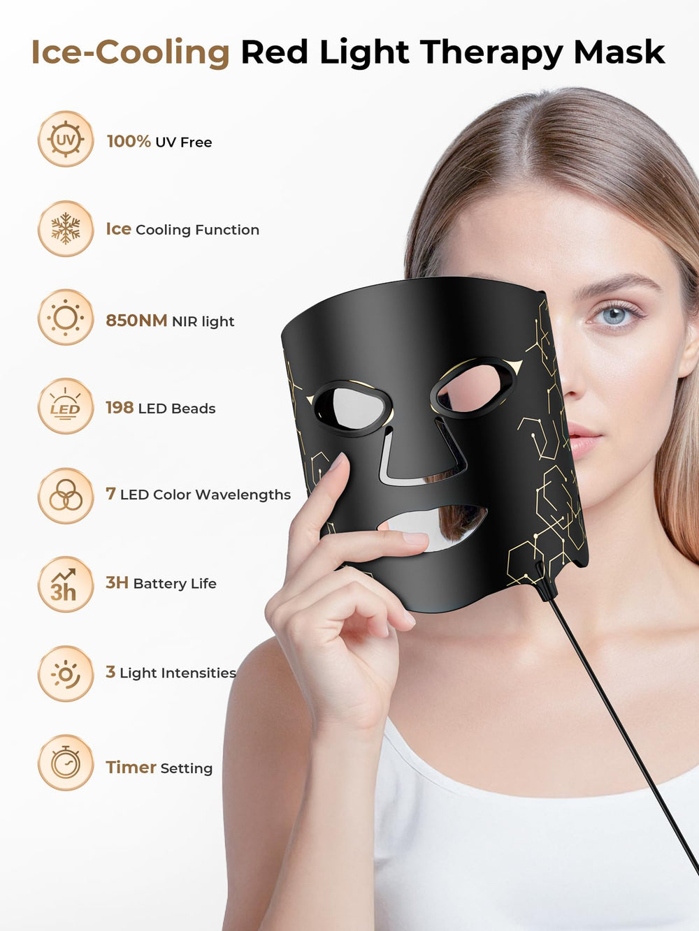 Aurphany E106A worn on face demonstrates full-coverage treatment for targeted skincare.