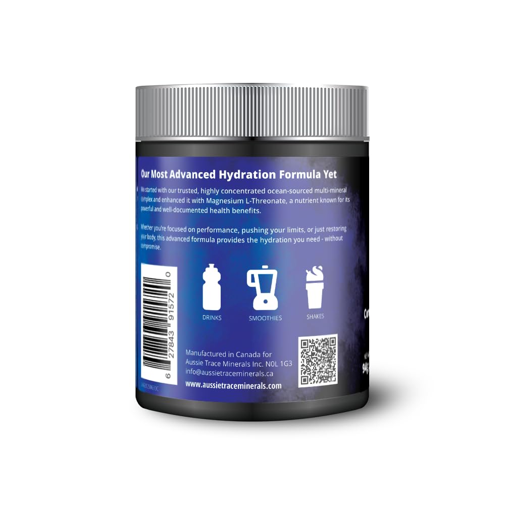 Aussie Trace Minerals label highlighting magnesium L-threonate formulation for recovery-minded athletes
