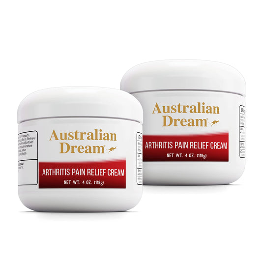 Australian Dream Arthritis Pain Relief Cream jar 4 oz, soothing joint comfort for everyday activities.
