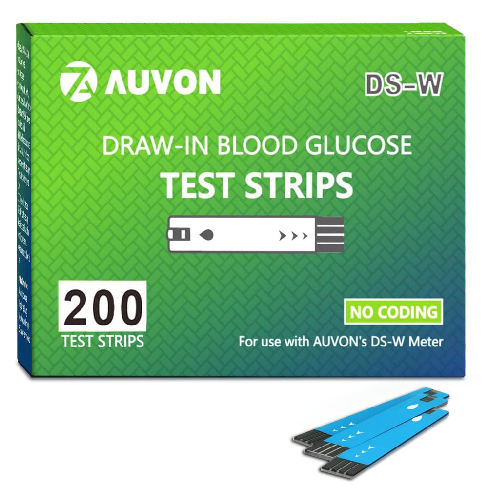 AUVON DS-W test strips front packaging, suggesting reliability and clarity.