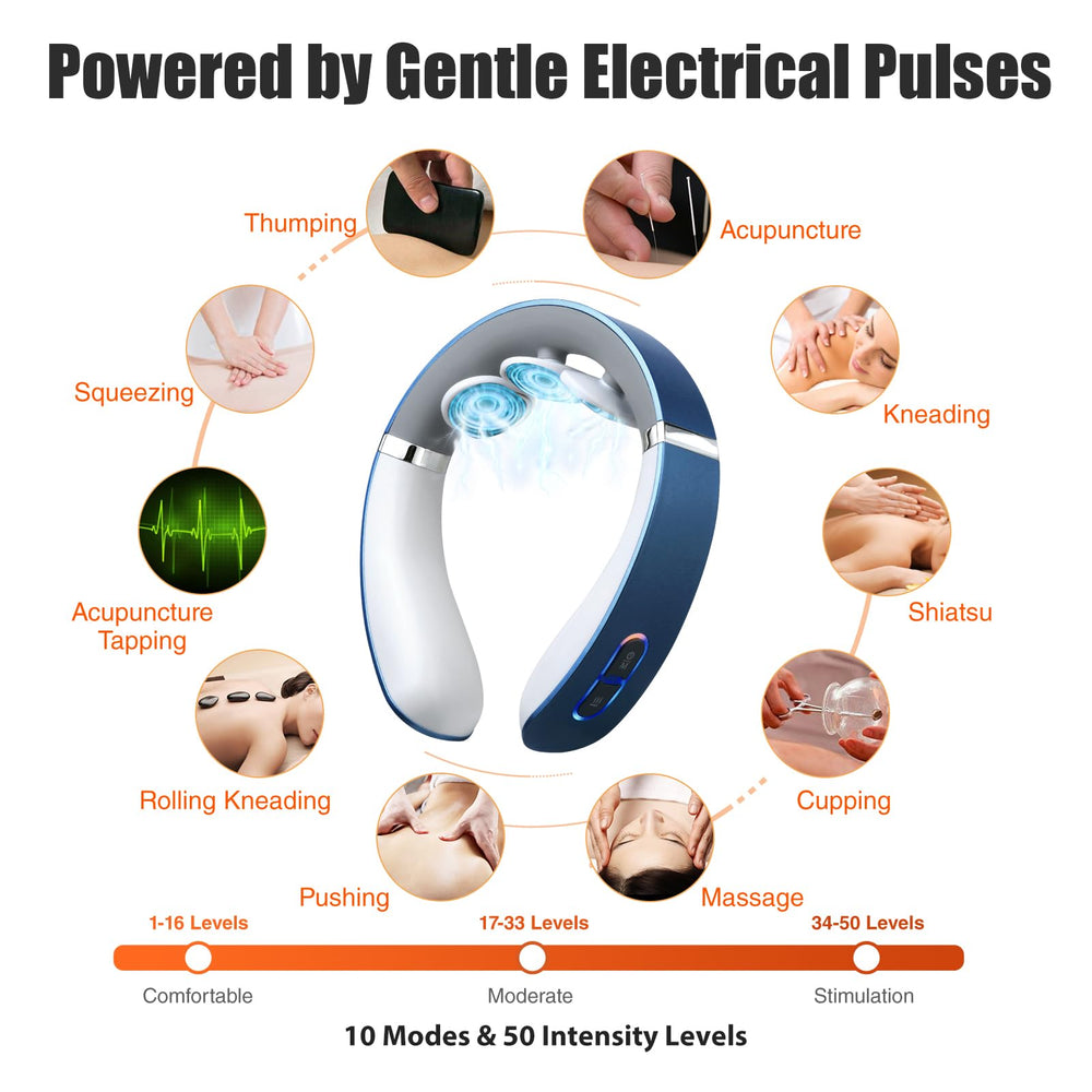 Auxoliev neck massager wireless design for portable use on the go