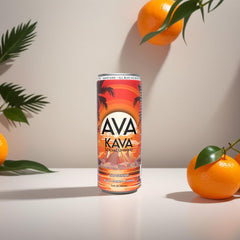AVA KAVA Tangerine can for on-the-go relaxation without alcohol or sugar crash.