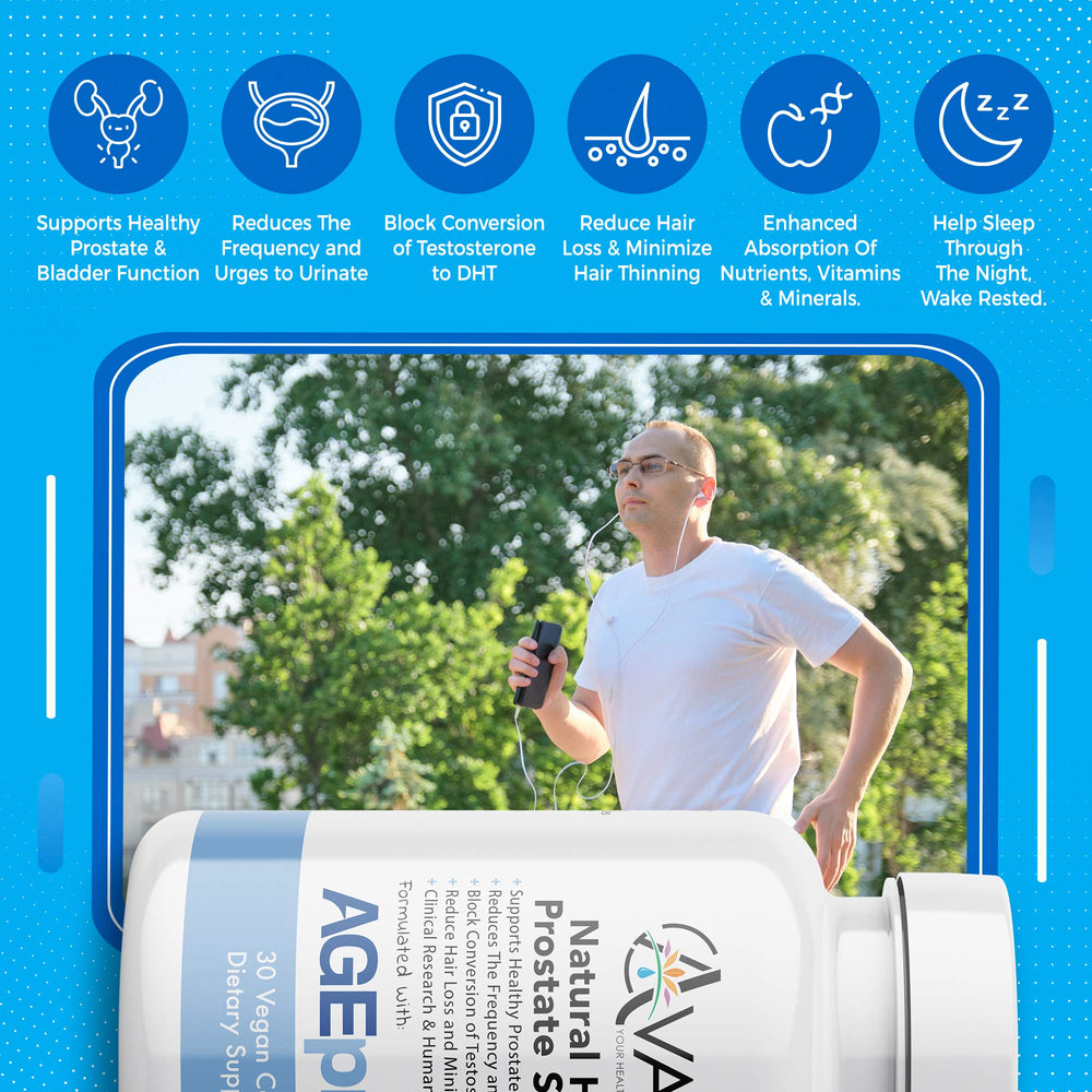 Avani Health AGEprost ingredients diagram emphasizes Bioperine and AstraGin for absorption.