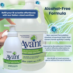 Avant hydrating hand sanitizer delivers soft skin feel after use.