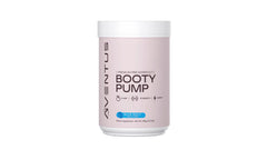 Aventus Booty Pump pre-workout bottle highlighting strong pumps and sustained energy.