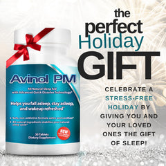 Avinol PM bedside scene illustrating a simple pre-sleep routine.