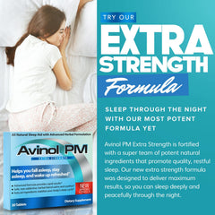 Avinol PM capsule closeup highlighting nightly sleep support