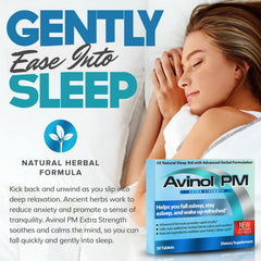 Avinol PM packaging box on countertop for easy nightly routine