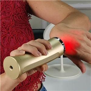 Avorla Red Light Facial Wand in motion during massage, smooth glides.