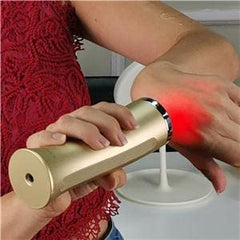 Avorla Red Light Facial Wand in motion during massage, smooth glides.
