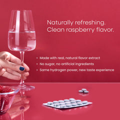 Close-up of raspberry flavored tablet highlighting refreshing taste and ease